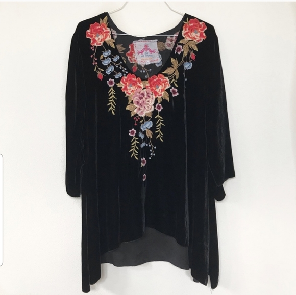 Johnny Was | Tops | Johnny Was Velvet Embroidered Tunic | Poshmark